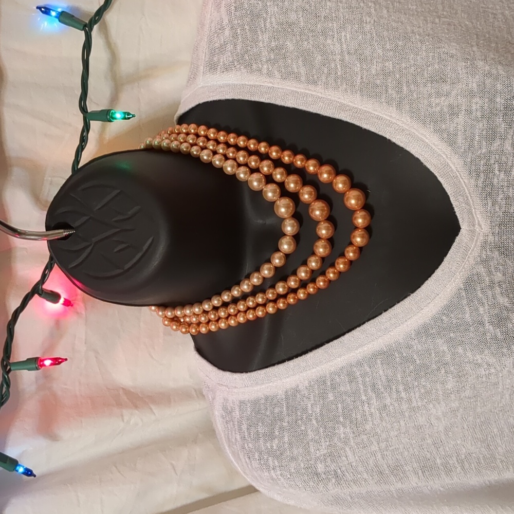 Triple Strand Vintage Faux Pearl 16" adjustable Length